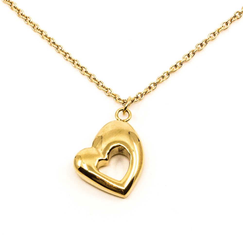 Retro Heart Halsband 90cm Guld Guld