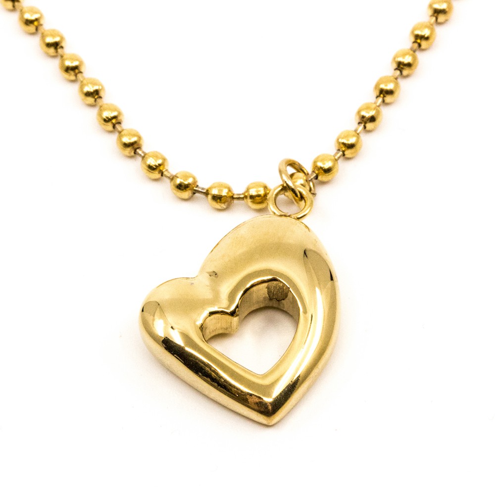 Retro Heart Halsband 45cm Guld Guld
