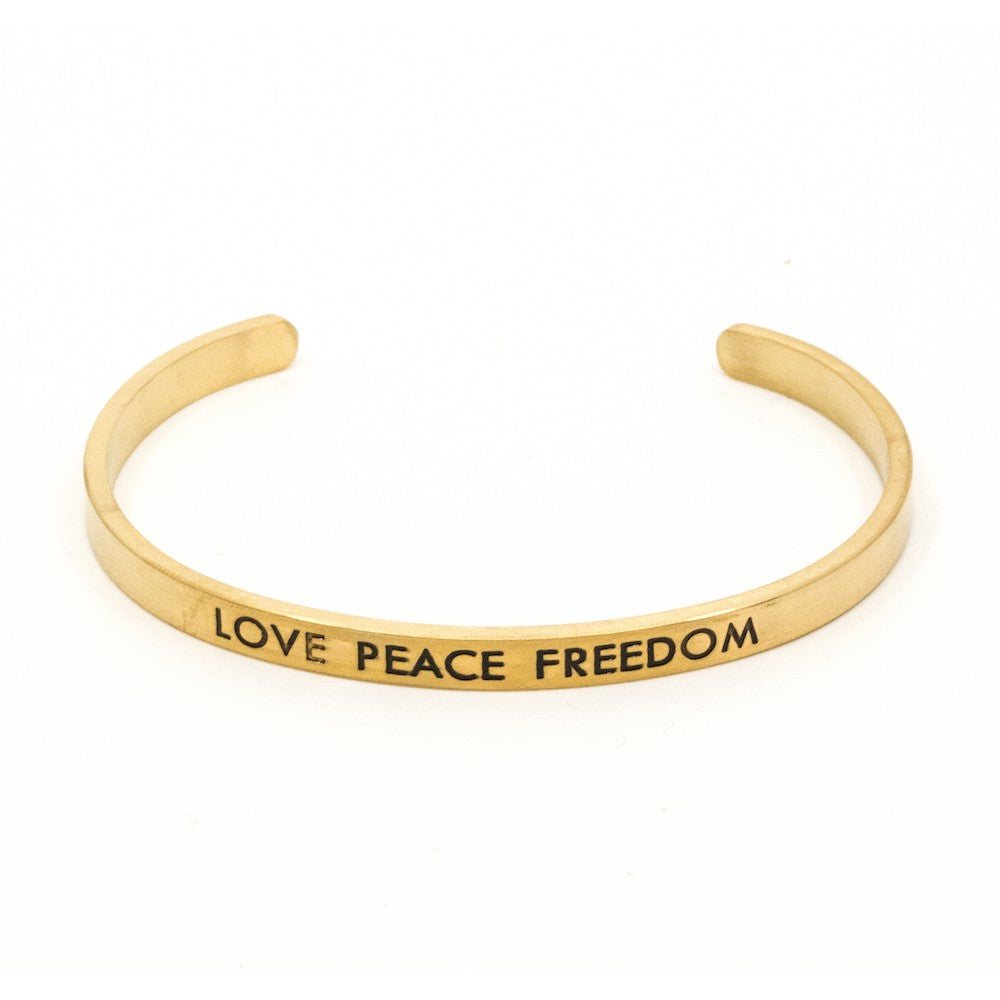 Love Peace Freedom Armband Guld Guld