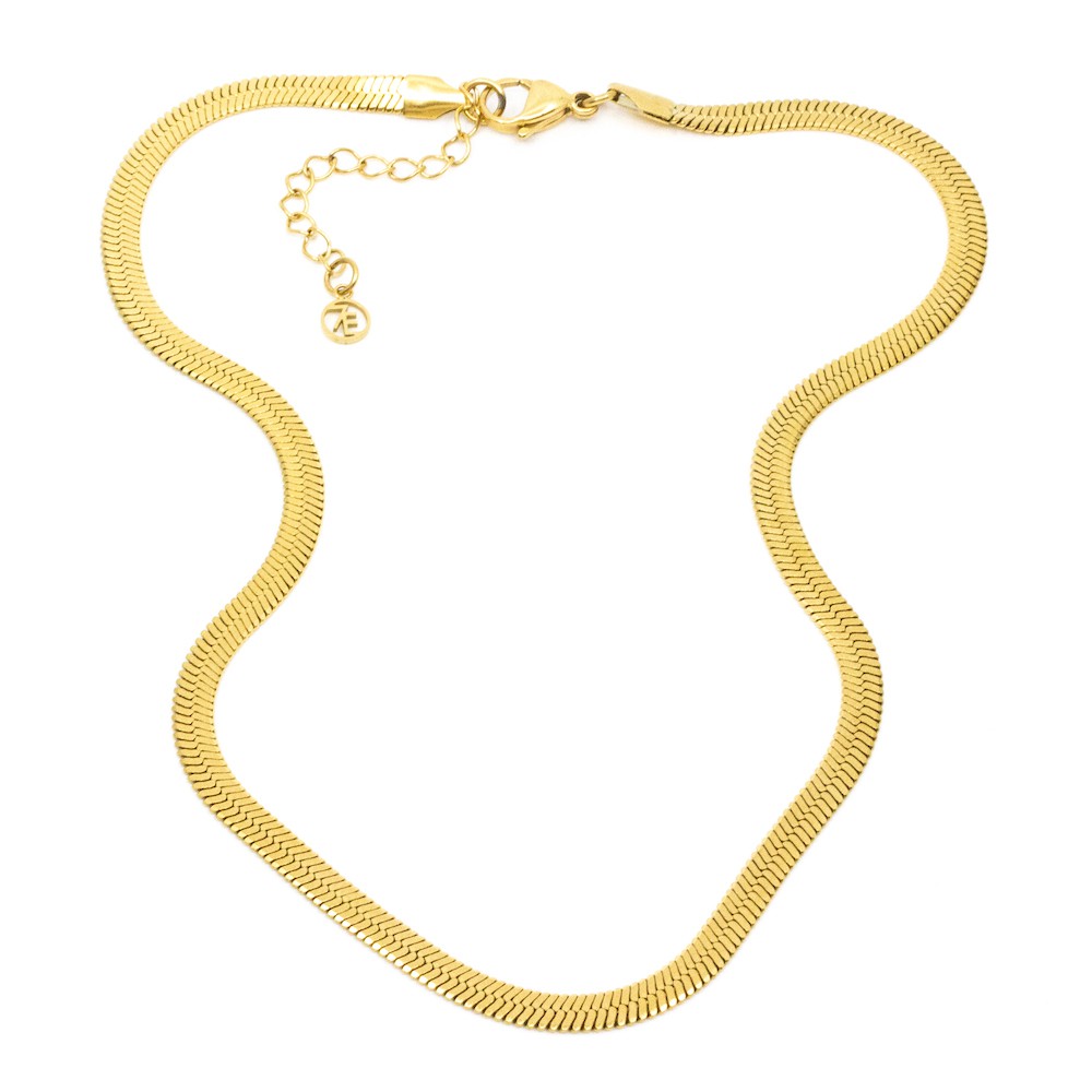 Flat Snake Chain Halsband 42cm Guld Guld