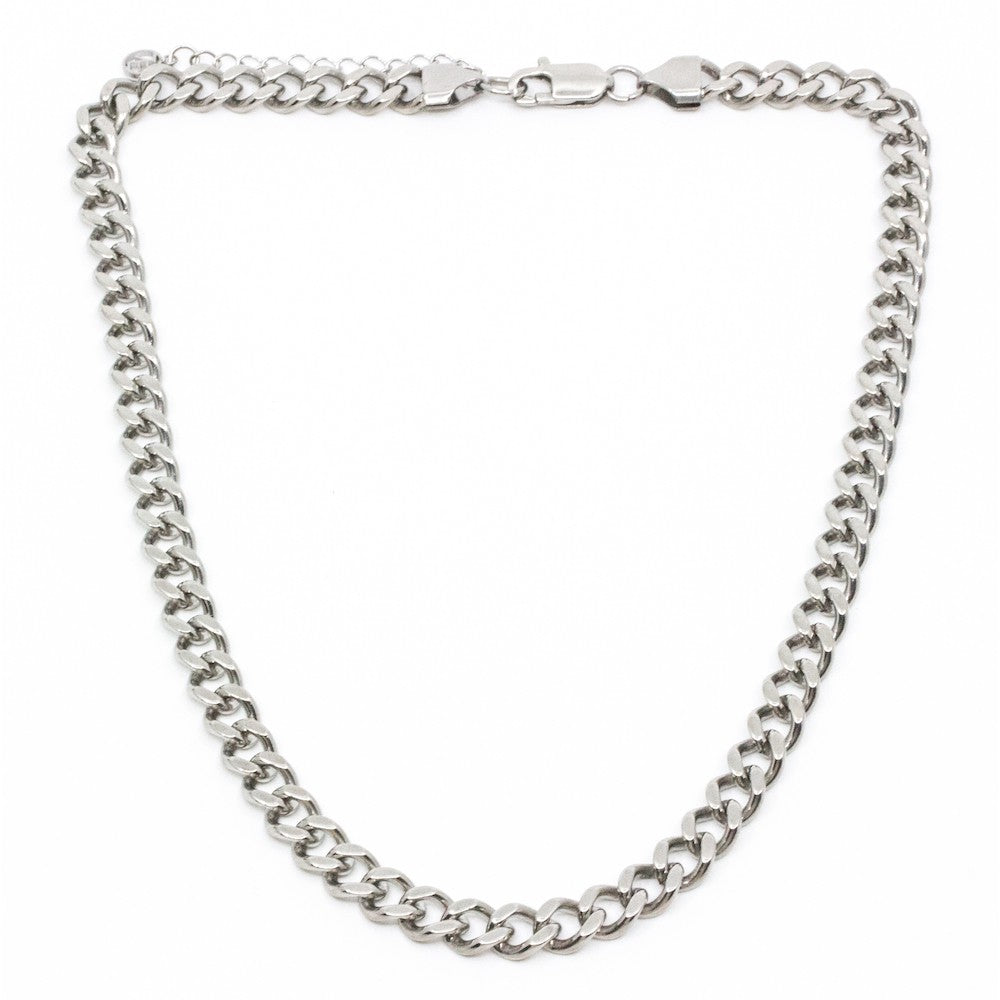 Chunky Flat Chain Halsband 45cm Silver Silver