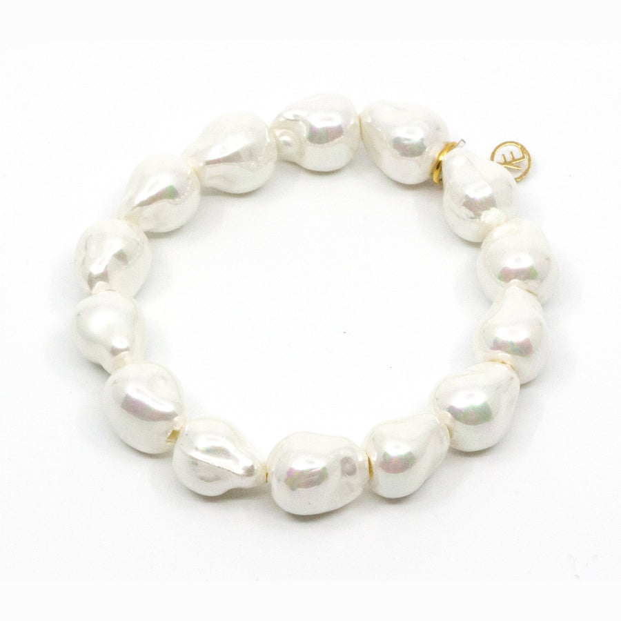 Mother of Chunky Pearl Armband Vit