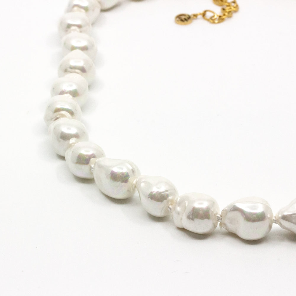 Mother of Chunky Pearl Halsband Vit