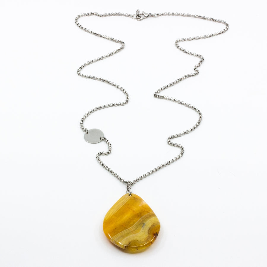 Amber Necklace Silver