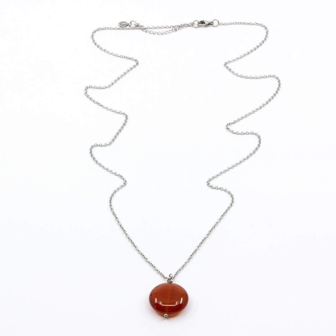 Agat Halsband 80cm Röd