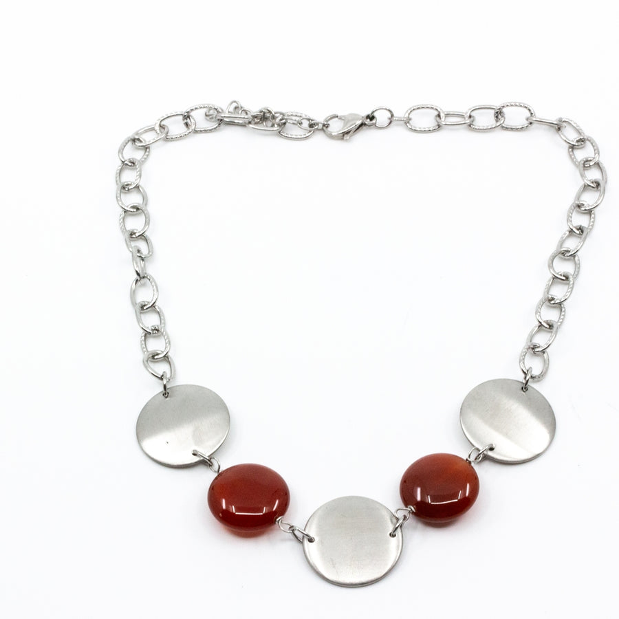 Agate Necklace 42cm Red