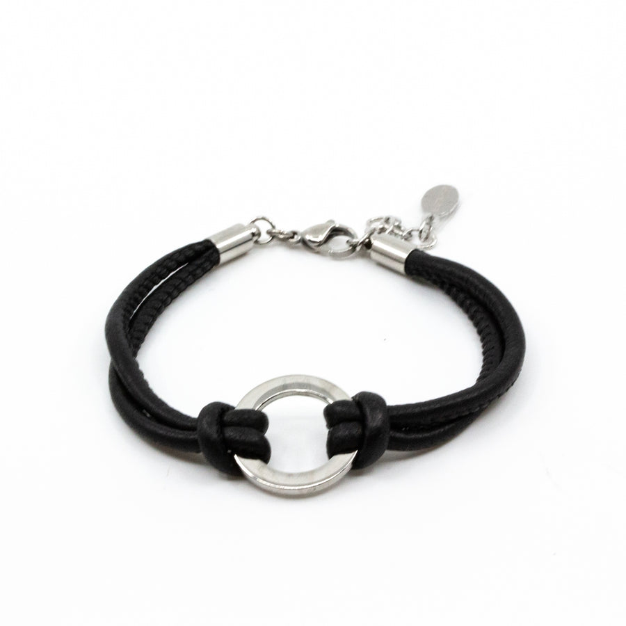 Ring Leather bracelet Black