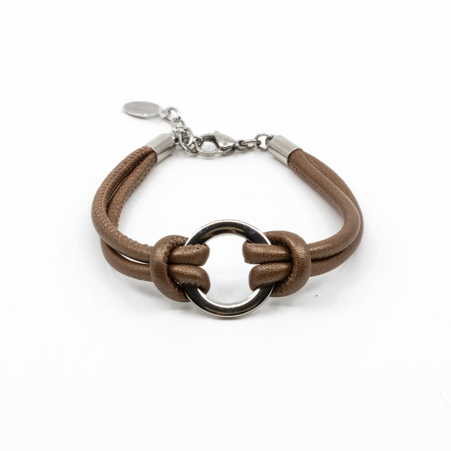 Ring Leather bracelet Bronze