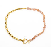 Chunky Gem Chain Halsband Peach