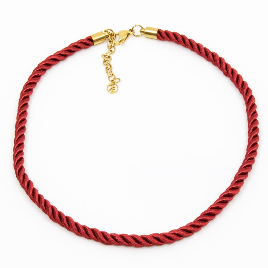 Rope Halsband 40cm Vinröd