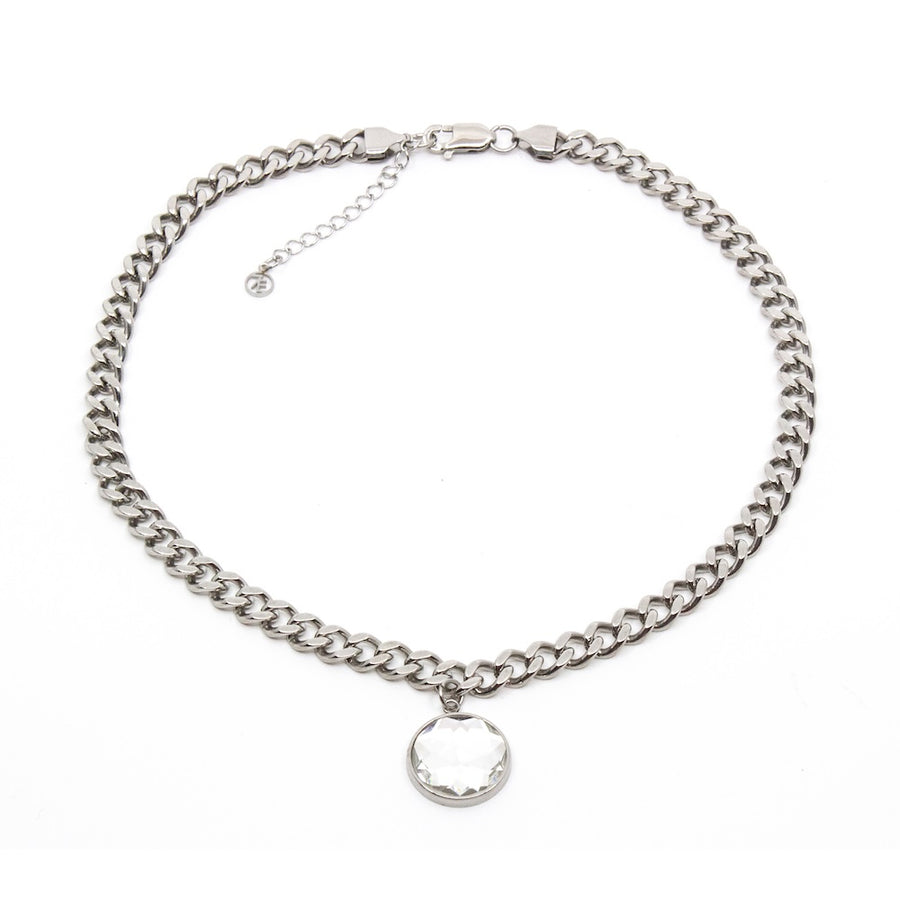 Sparkling Chunky Flat Chain Halsband Silver