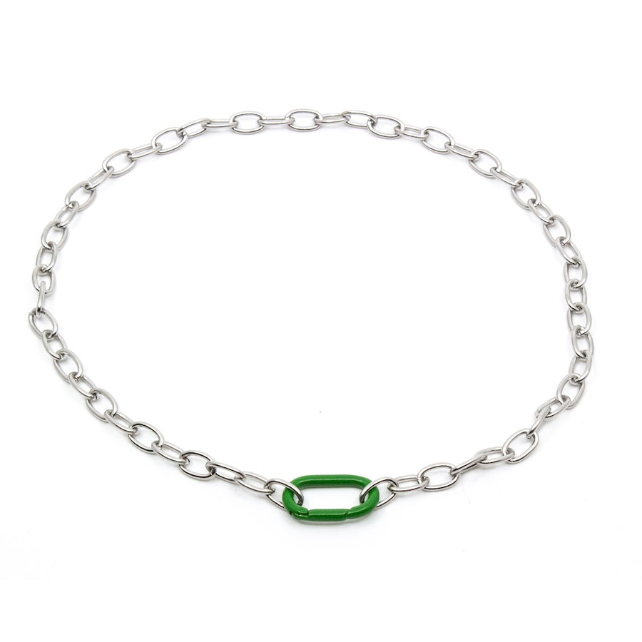 Green Clasp Halsband Silver