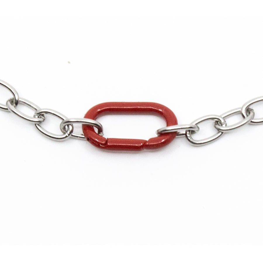 Red Clasp Halsband Silver