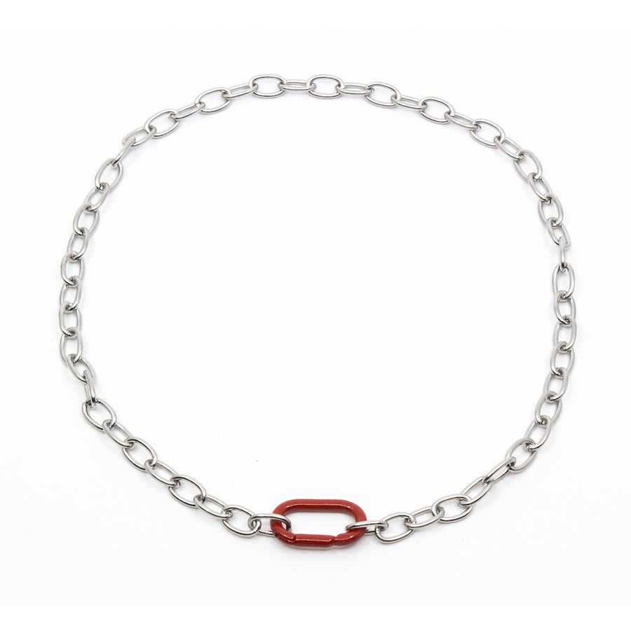 Red Clasp Halsband Silver