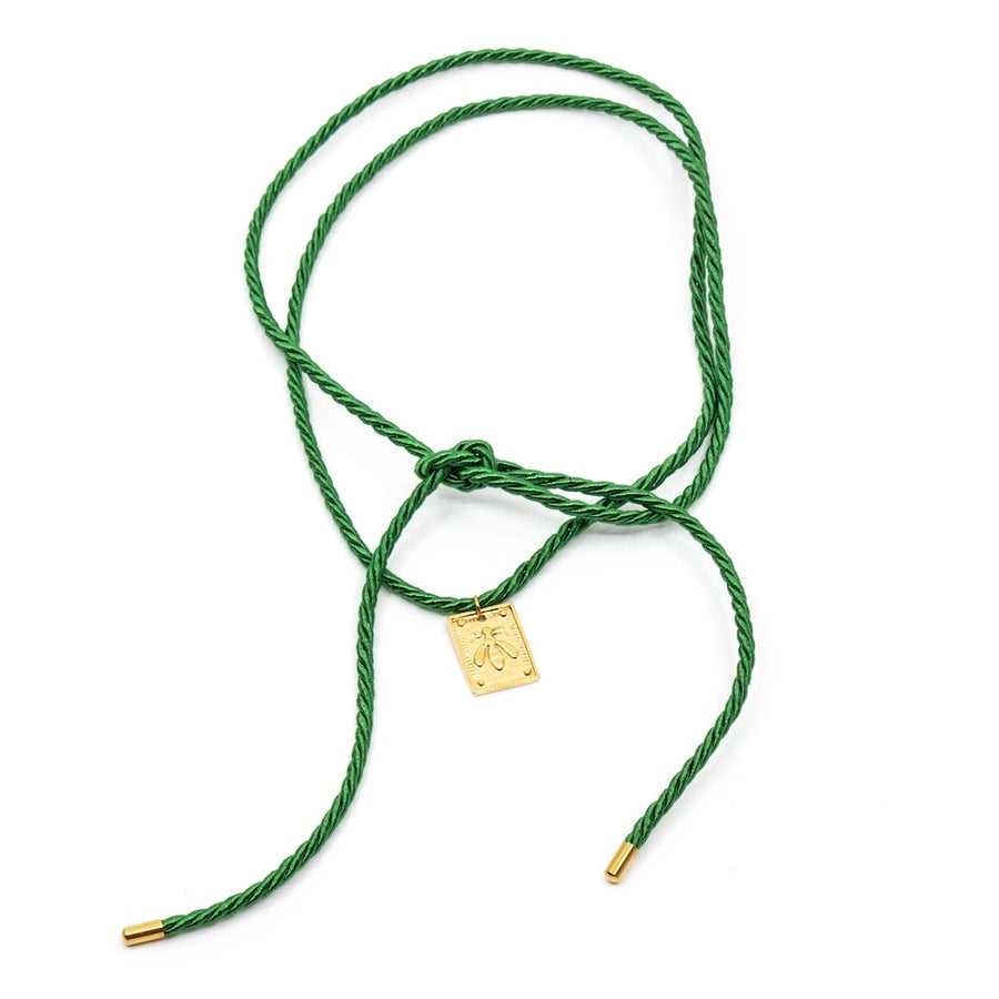 Bee Amulet Rope Halsband Grön