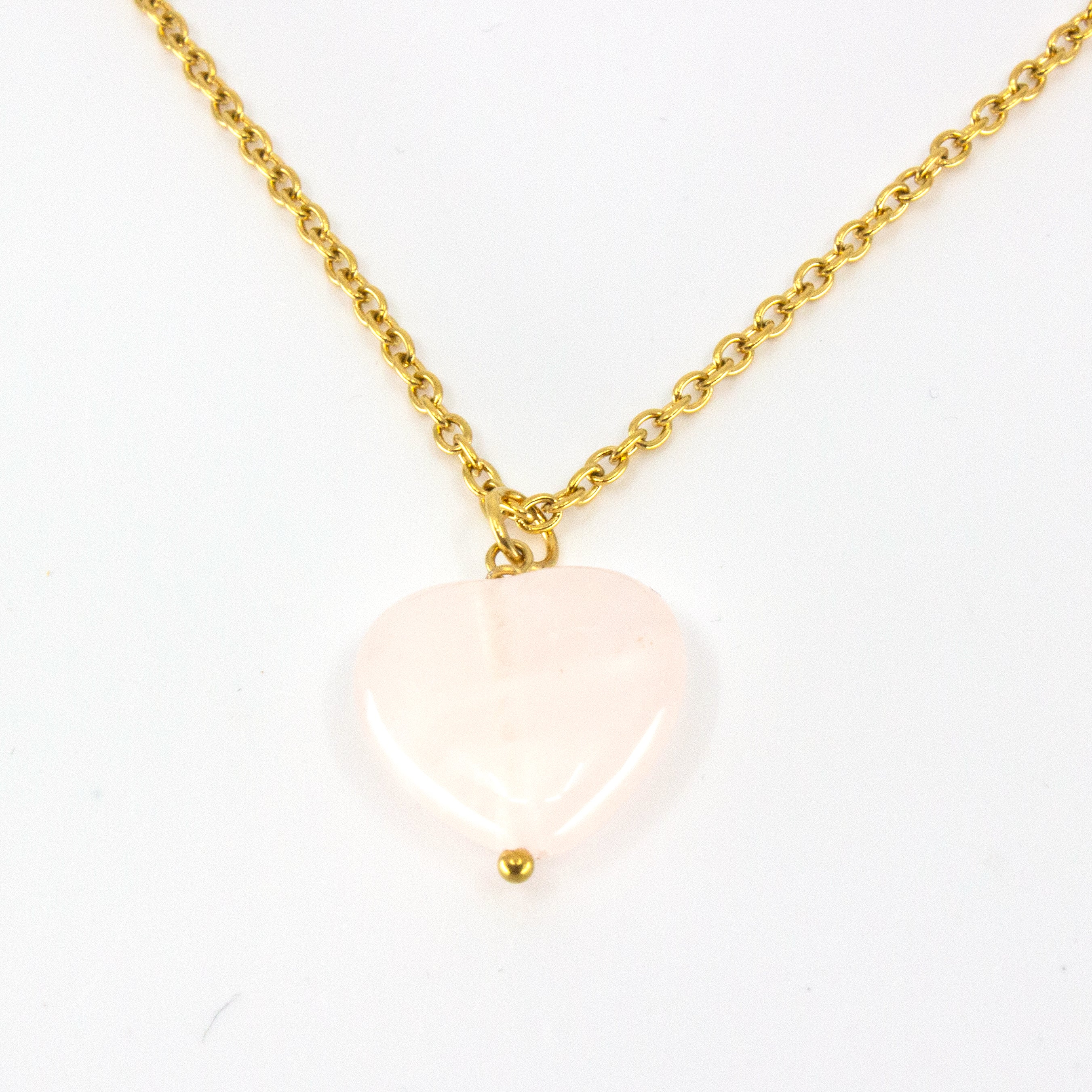 Heart Rosequartz Halsband