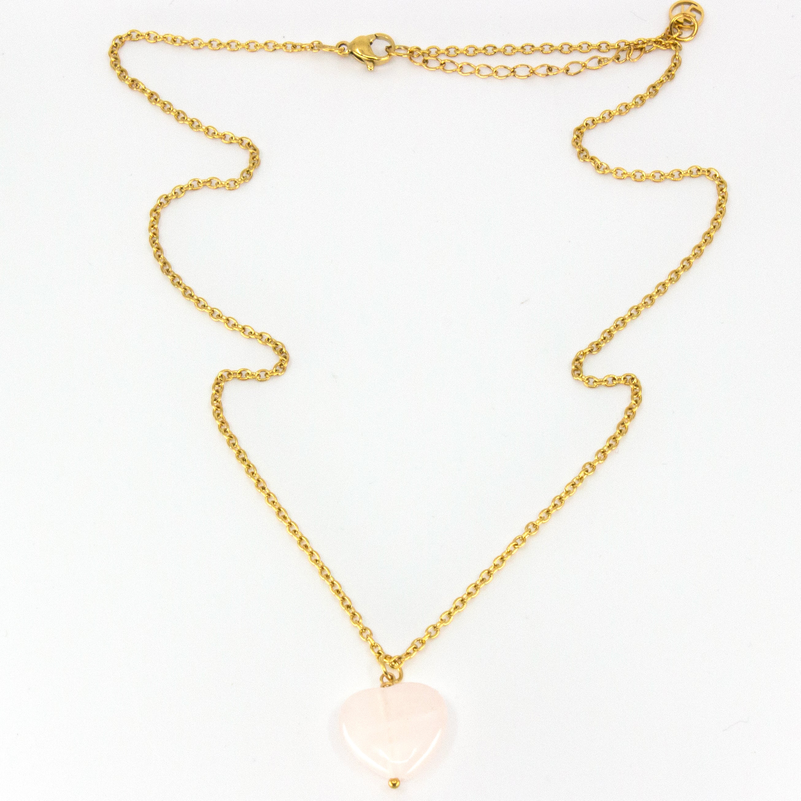 Heart Rosequartz Halsband