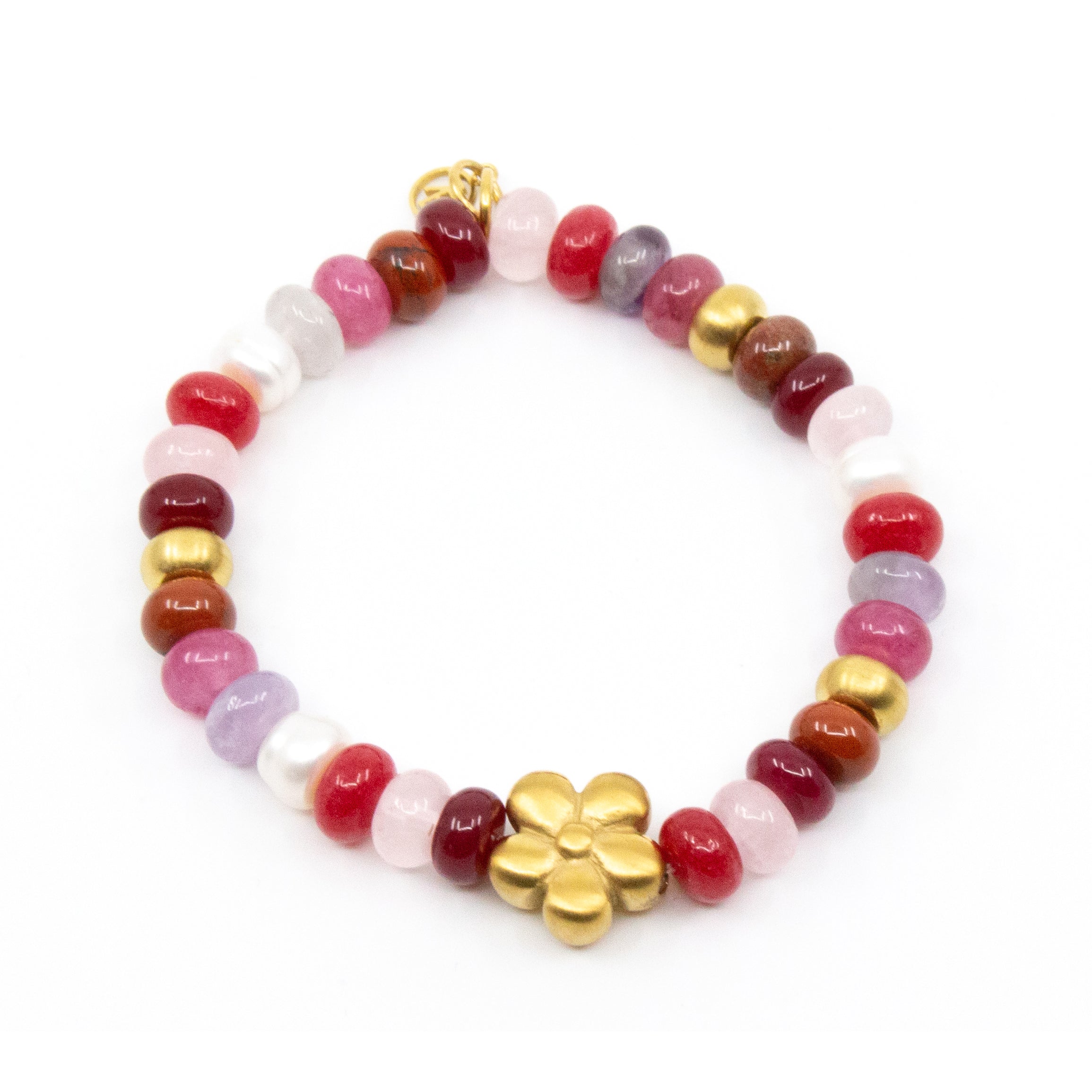 Chunky Gem Flower Armband Rosa