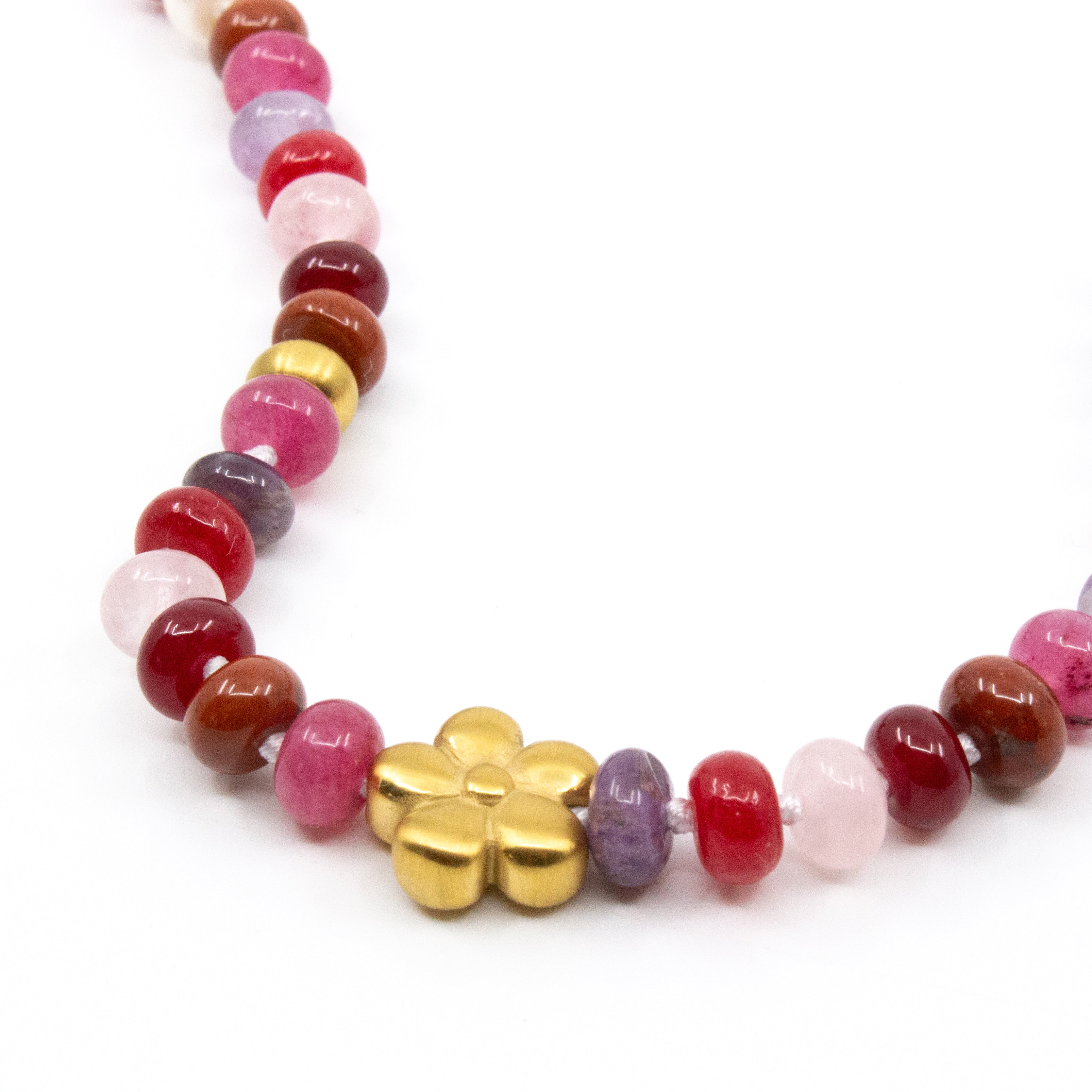 Chunky Gem Flower Halsband Rosa