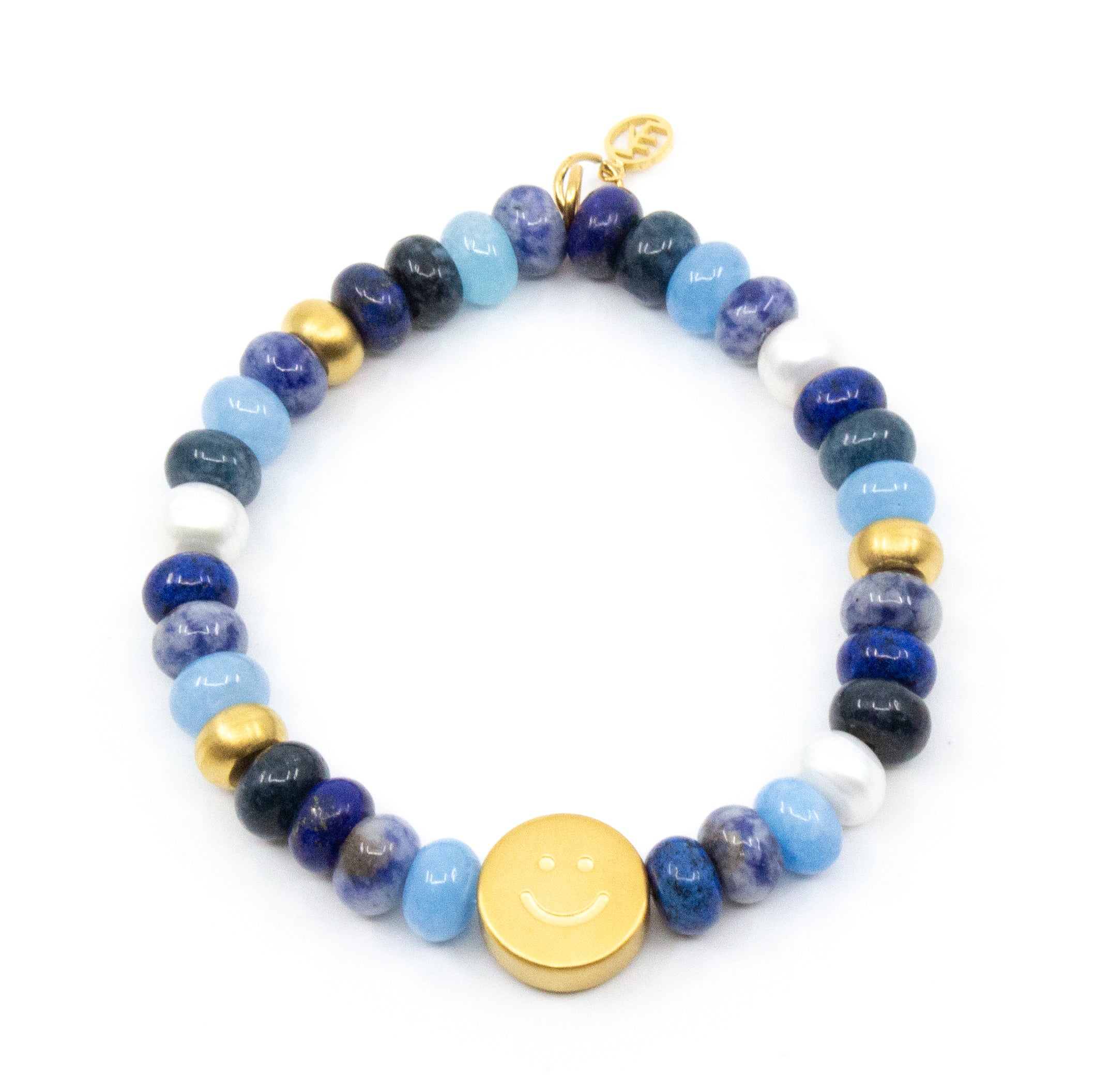 Chunky Gem Smile Armband Blå