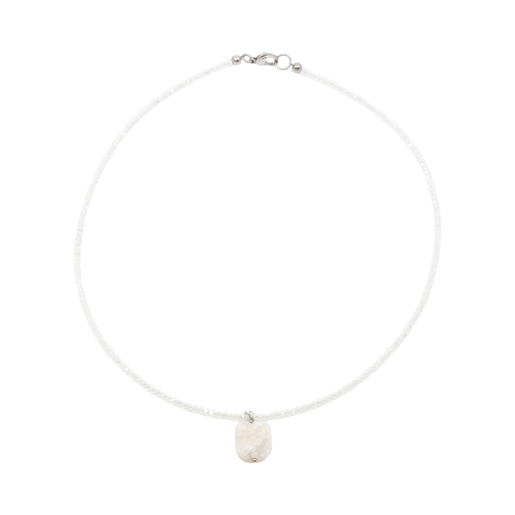 Moon Stone Halsband 45cm Vit