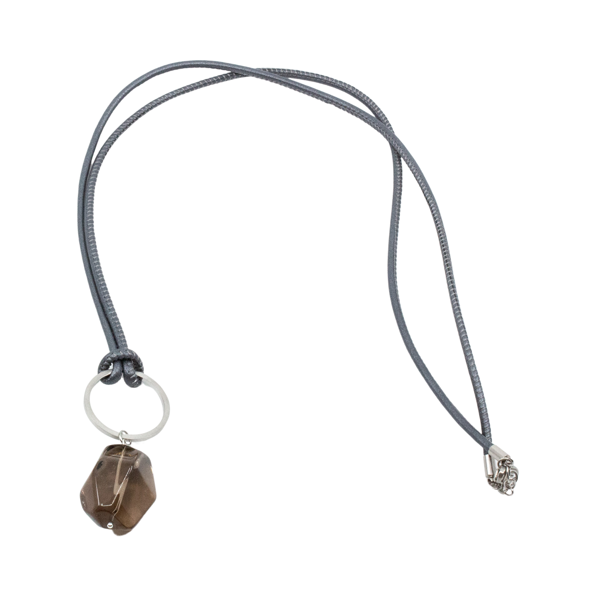 Crystal Halsband Läder Grå