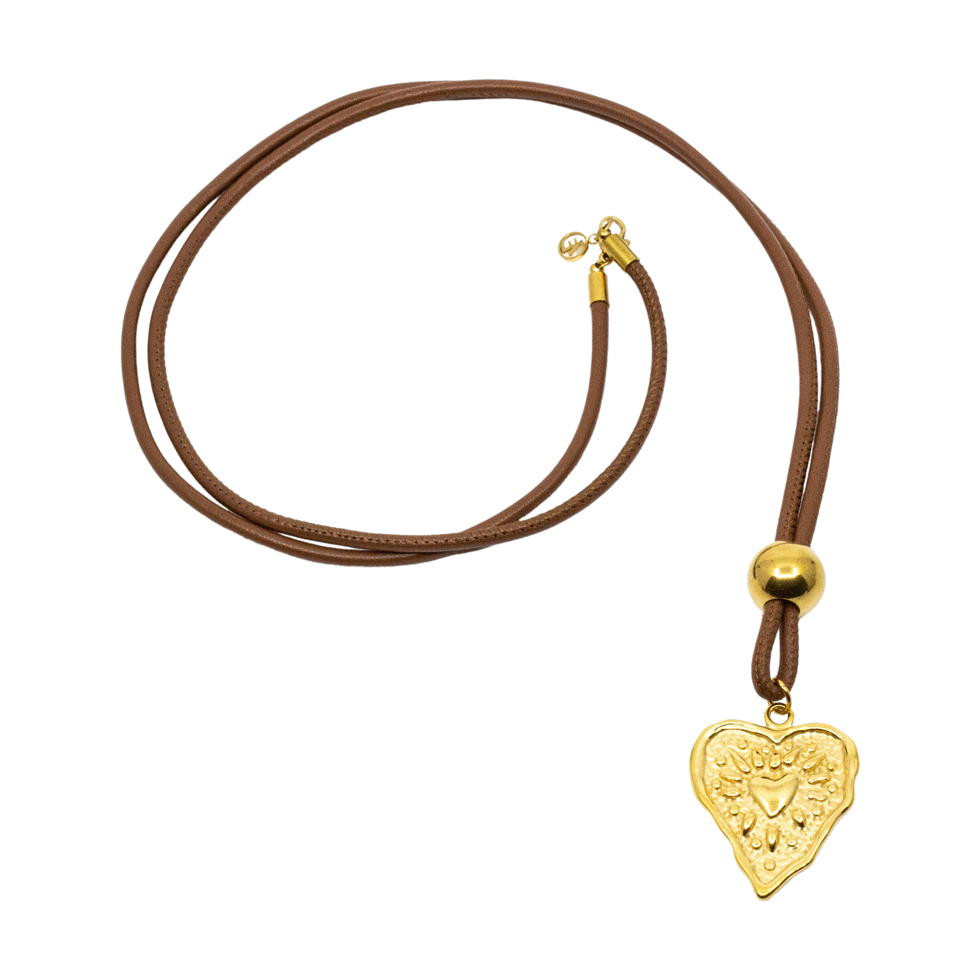 Wester Heart Läderhalsband Brun
