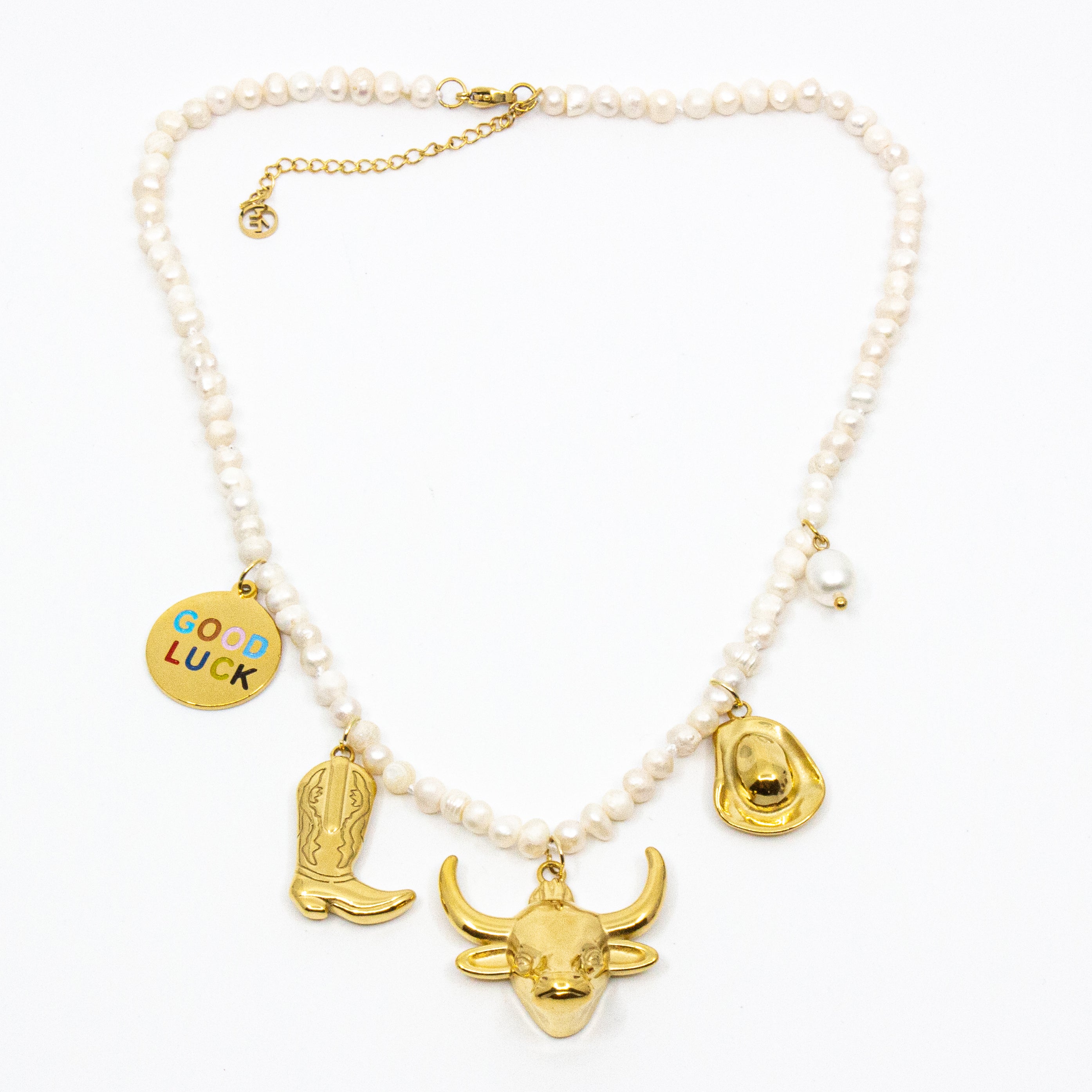 Modern Western Halsband 45cm Vit/Guld